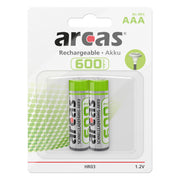 Battery Sales Europe Oplaadbare Batterijen ARCAS Rechargeable NimH AAA HR03 600mAh, 2st. - afbeelding 1