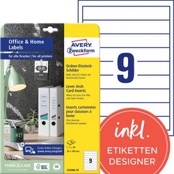 Inschuifetiketten avery c32266-10 30 x 190