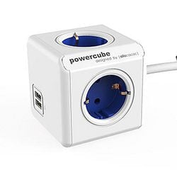 Stekkerdoos allocacoc powercube wit blauw