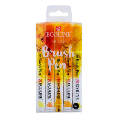 Ecoline • set van 5 brush pens geel