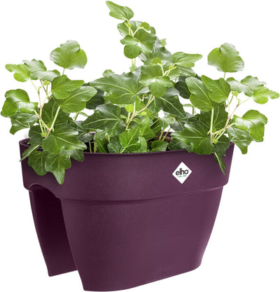 Elho vibia campana flower bridge 40 - plantenbak voor balkon railing - 100% gerecycled plastic - ø 39.0 x h 22.0 cm - esdoorn paars