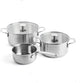 Kitchenaid stainless steel kookpannenset 5-delig - 16 20 24cm - 1.5 3.1 4.8l - pfas-vrij - rvs pannenset - pannenset inductie - ovenbestendig tot 220°c - met glazen deksel - zilver