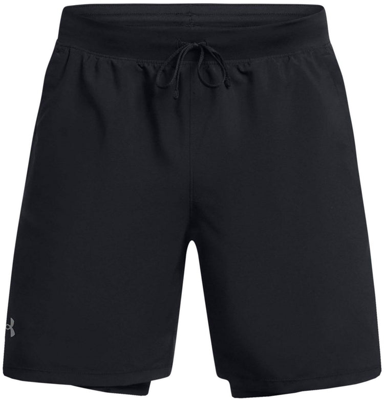 Under armour ua launch 7'' 2-in-1 shorts-blk heren sportbroek - zwart - reflecterend