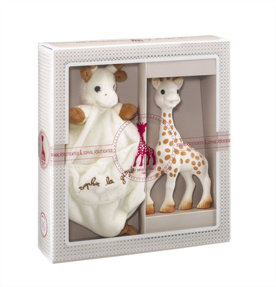 Sophie de giraf sophiesticated cadeauset - baby speelgoed - knuffeldoekje met speenhouder - kraamcadeau – babyshower cadeau - 4-delig