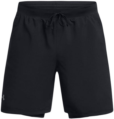 Under armour ua launch 7'' 2-in-1 shorts-blk heren sportbroek - zwart - reflecterend