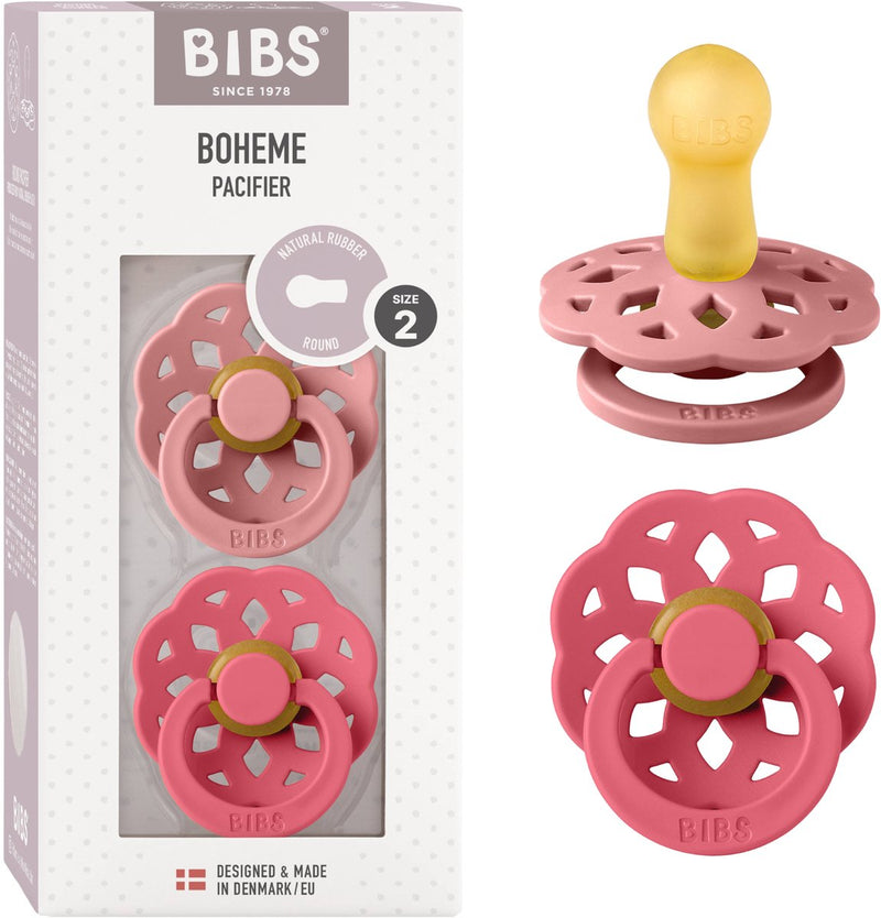 Bibs boheme fopspeen - 6-18 mnd - 2-pack - rond - dusty pink coral