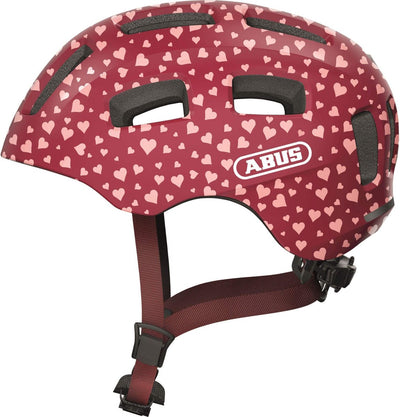 Abus fietshelm youn-i 2.0 cherry heart s - 48-54 cm - rood - geschikt voor gebruik op elektrische fietsen - stadsfietsen - 240 g