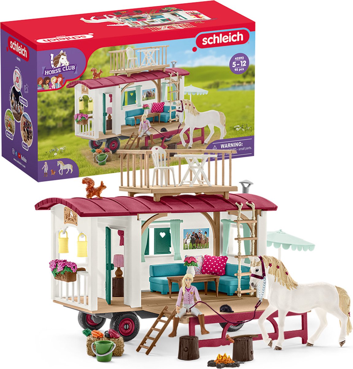 Schleich horse club - woonwagen voor geheime club-bijeenkomsten - kinderspeelgoed voor jongens en meisjes - 5 tot 12 jaar - 42593