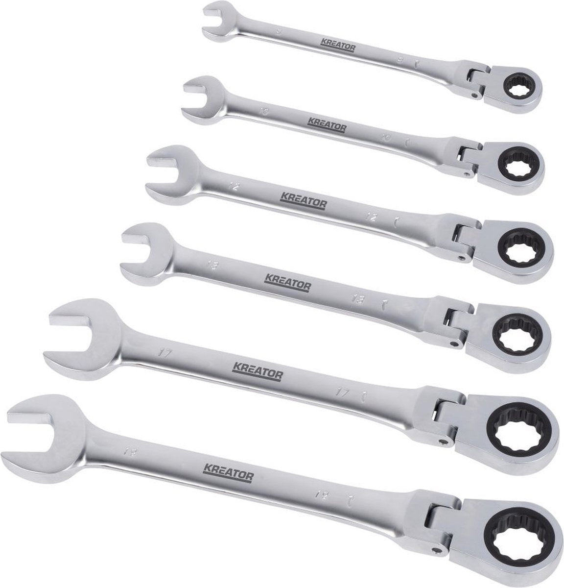 Kreator krt500014 flexibele ringratelsleutelset - 6 delig - in kunststof houder