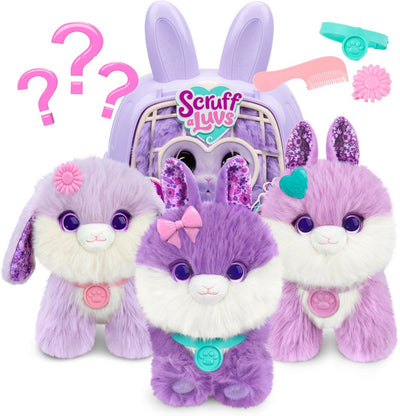 Moose scruff a luvs - paarse mystery knuffel in draagmand - konijntje