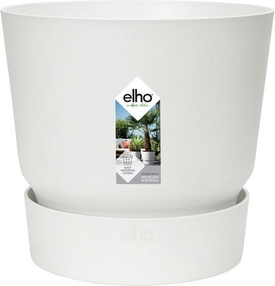 Elho greenville rond 25 - bloempot voor buiten met waterreservoir - 100% gerecycled plastic - ø 24.5 x h 23.3 cm - wit