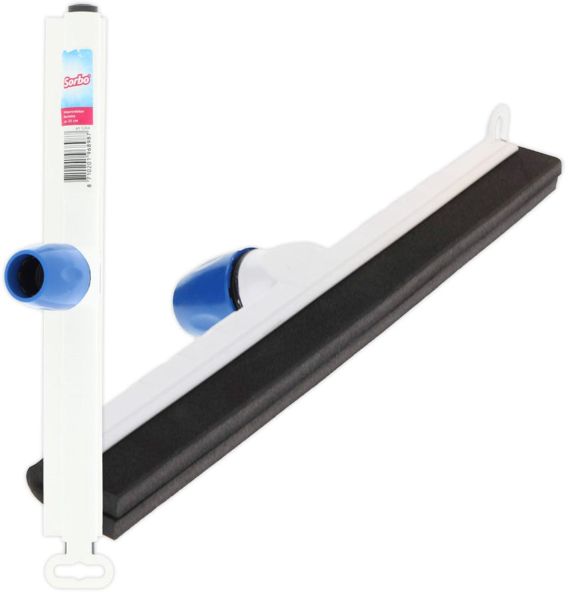 Sorbo vloertrekker 35 cm – wit kunststof met schuimrubberen rand – ideaal voor badkamer en keuken