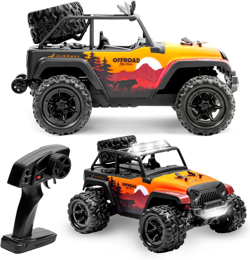Overmax x-quail rc auto rc car 4x4 crawler 1:18 – drievoudige led verlichting – 2 accu’s (tot 40 min) – wheelie functie – metalen aandrijfas – onafhankelijke vering – 25 km h – terrein off-road model - bestuurbare auto
