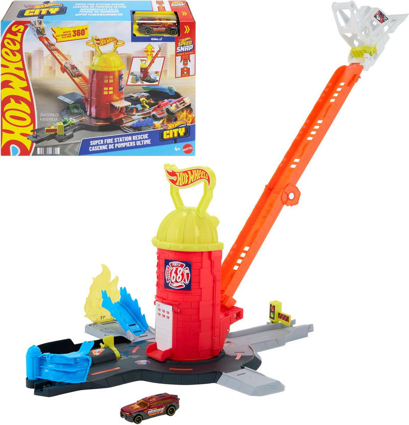 Hot wheels city superredding brandweerkazerne speelset en speelgoedauto