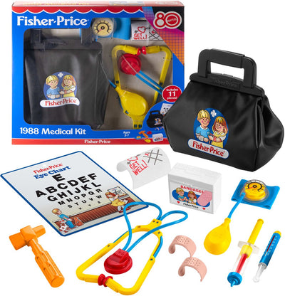 Fisher-price doktersset 1988 - 11-delige set voor fantasiespel - mattel 80ste terug in de tijd