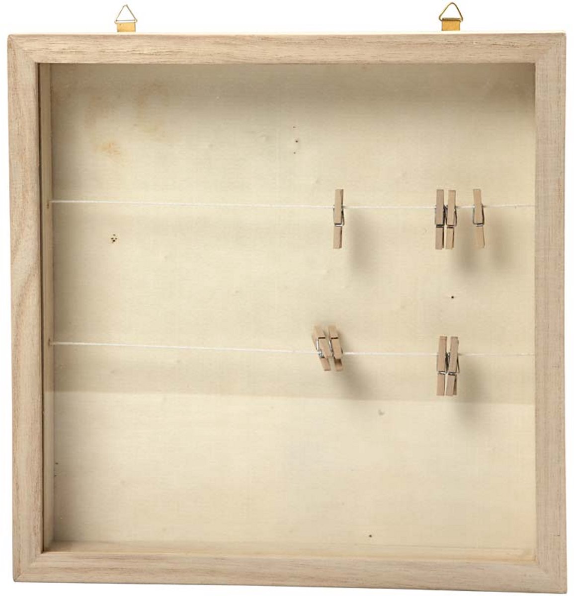 Creativ company houten 3d lijst waslijnen met knijpers 23x23 cm