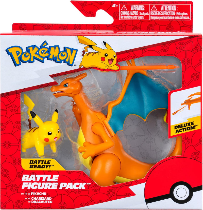 Jazwares pokemon battle feature figuurset - glurak en pikachu - 2dlg..