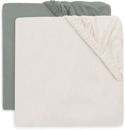 Jollein hoeslaken ledikant - 70 75x140 150cm - jersey - sea green ivory