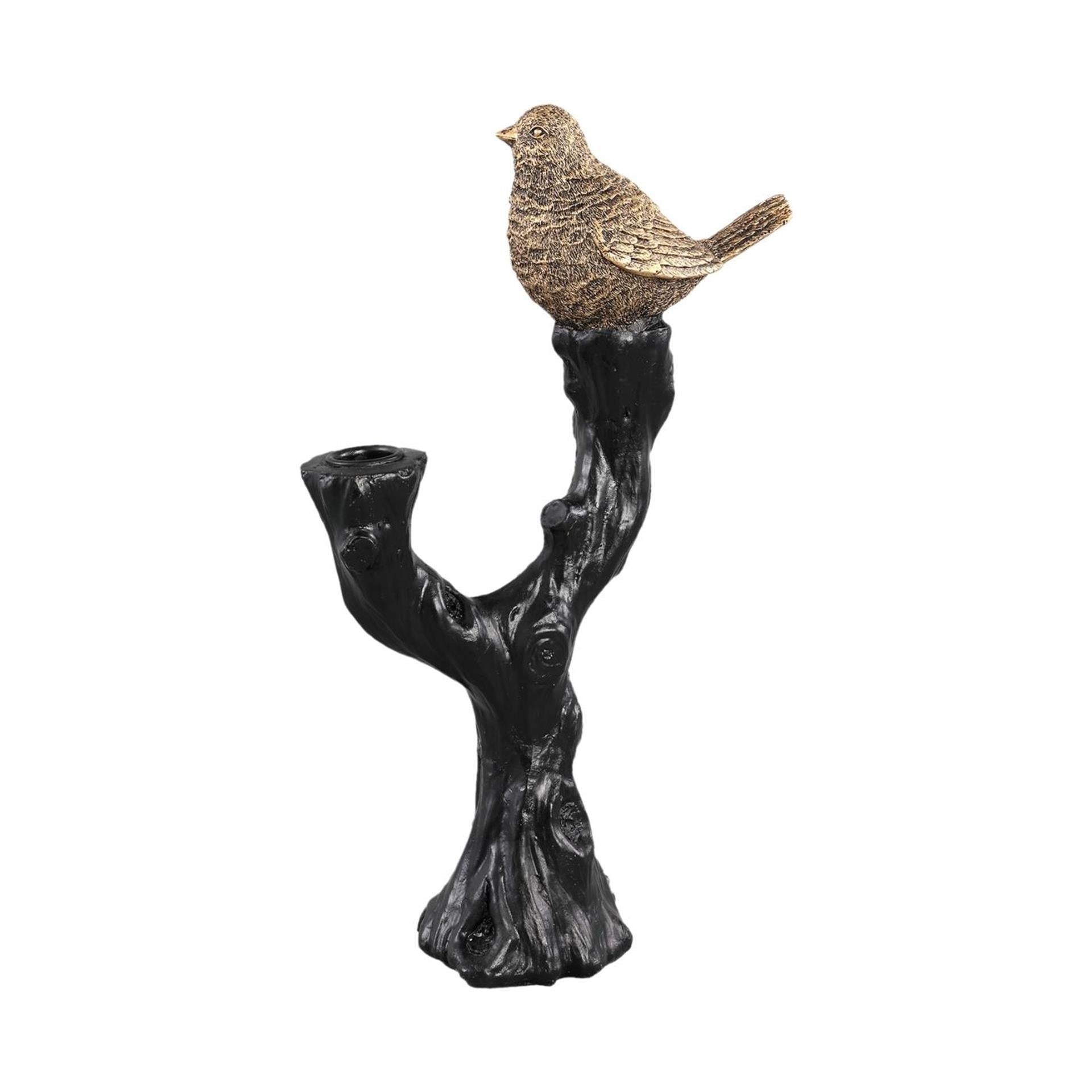 Ptmd kandelaar rezza vogel zwart 33cm