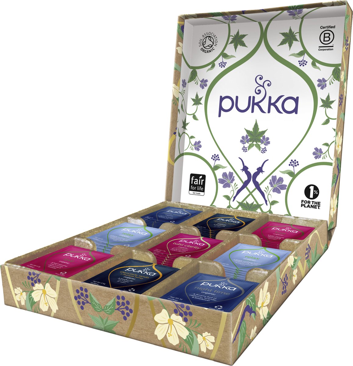 Pukka tea relax selection box - 45 theezakjes - biologische kruidenthee - 5 x 9 zakjes - giftset - theedoos - thee geschenkdoos