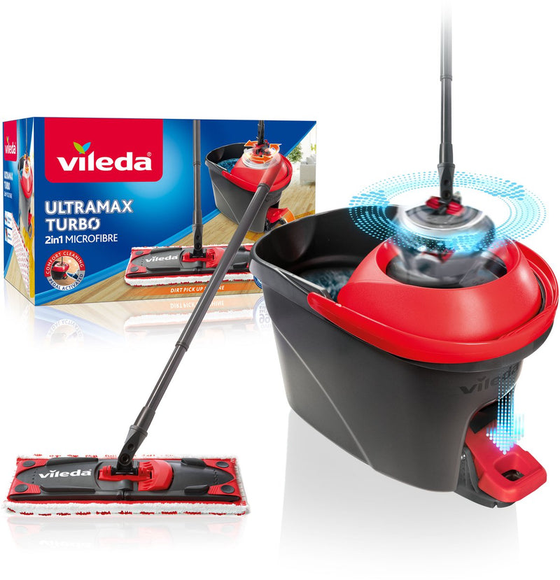 Vileda ultramax turbo complete set - voor alle soorten vloeren - comfortabel en ergonomisch dweilen