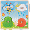 Goki puzzel: in de tuin 21,8x22,5x2,8cm, 4-delig, met achtergrondafbeeldingen, hout, 1+