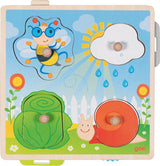 Goki puzzel: in de tuin 21,8x22,5x2,8cm, 4-delig, met achtergrondafbeeldingen, hout, 1+ - afbeelding 1