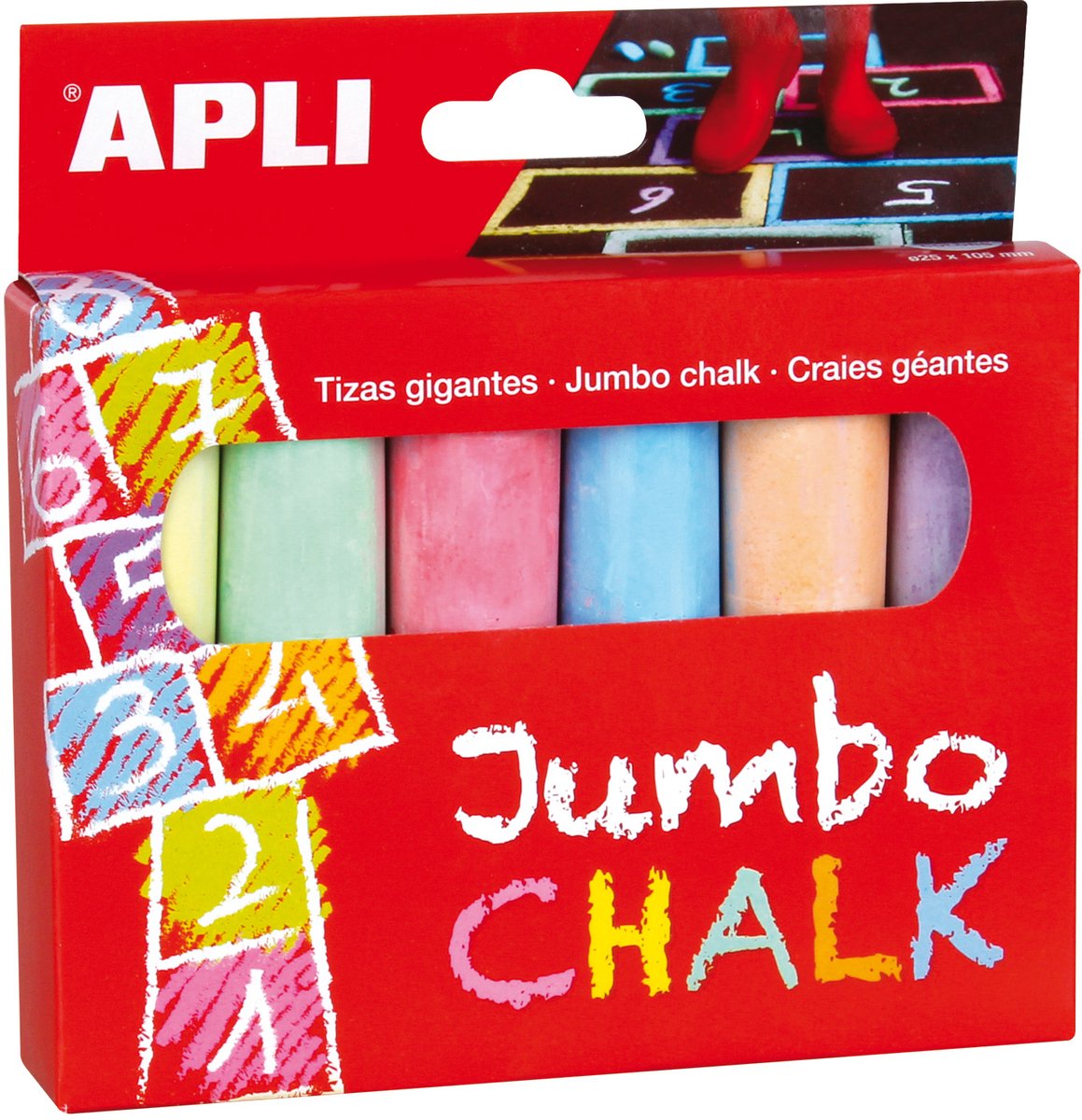 Apli kids jumbo krijt assortie 6 stuks