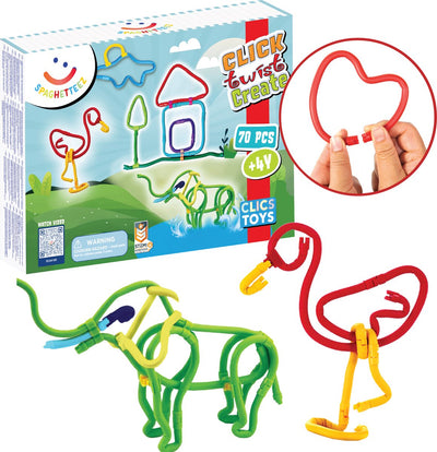 Spaghetteez 70stuks set- flexibele bouwstaafjes- speelgoed 4,5,6,7,8 jaar jongens en meisjes- knutselen meisjes jongens- constructie speelgoed- montessori speelgoed- educatief speelgoed