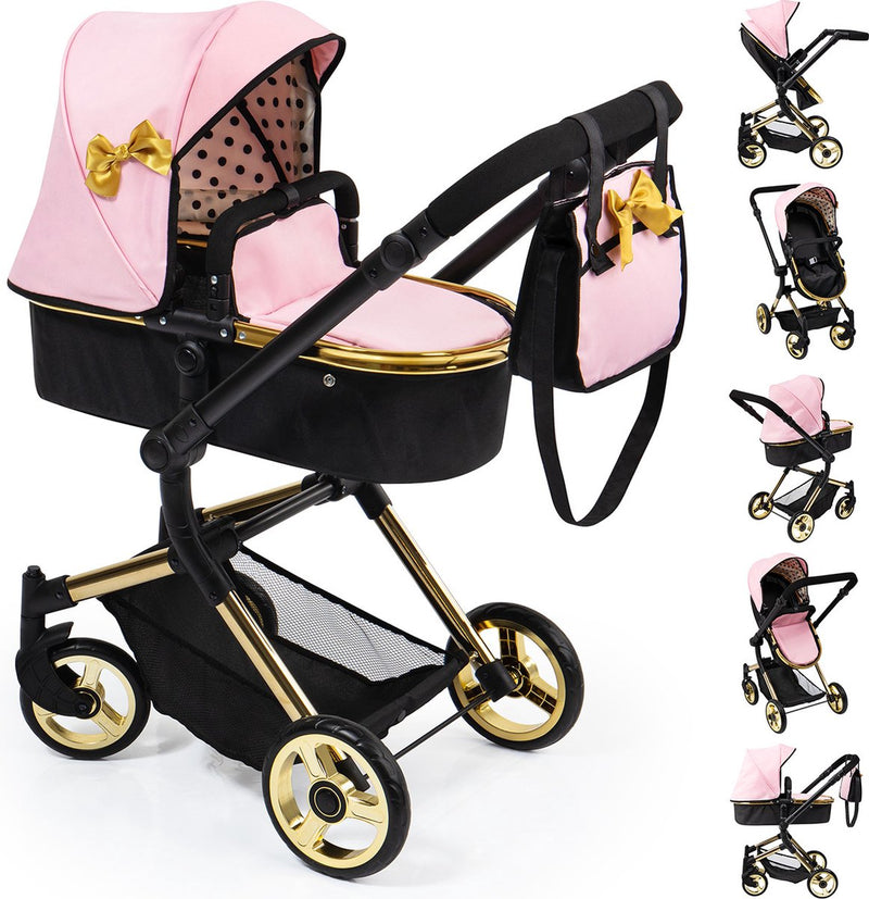 Bayer design - combi poppenwagen neo vario - zwart roze goud