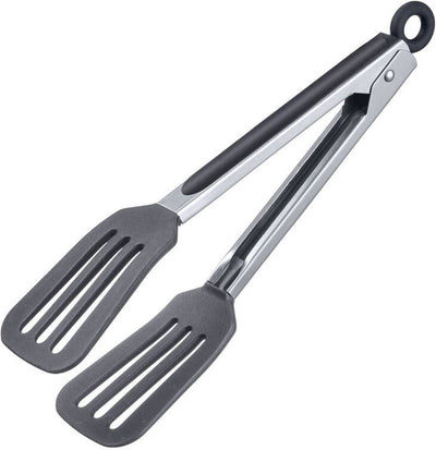 Westmark serveertang, met grote siliconen messen en rubberen handgrepen, lengte: 26,5 cm, roestvrij staal kunststof siliconen, comfort silicone mini, zilver zwart, 16112270