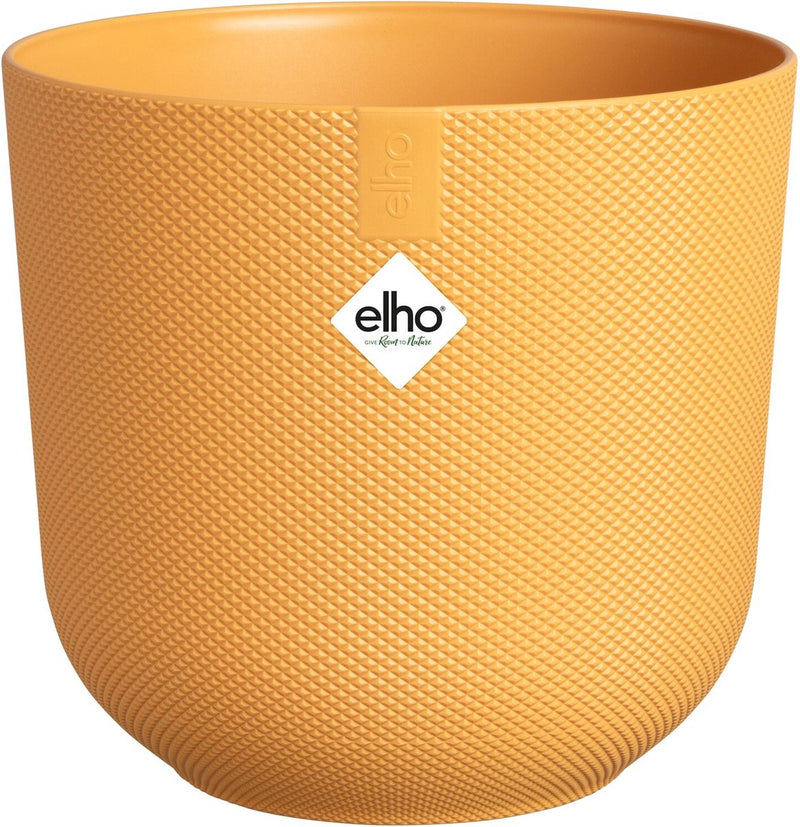 Elho jazz rond 23 bloempot voor binnen - woonaccessoire van 100% gerecycled plastic - ø 23.1 x h 21.5 cm - amber geel