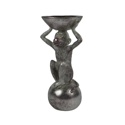 Beeld aap zilverkleurig 26cm