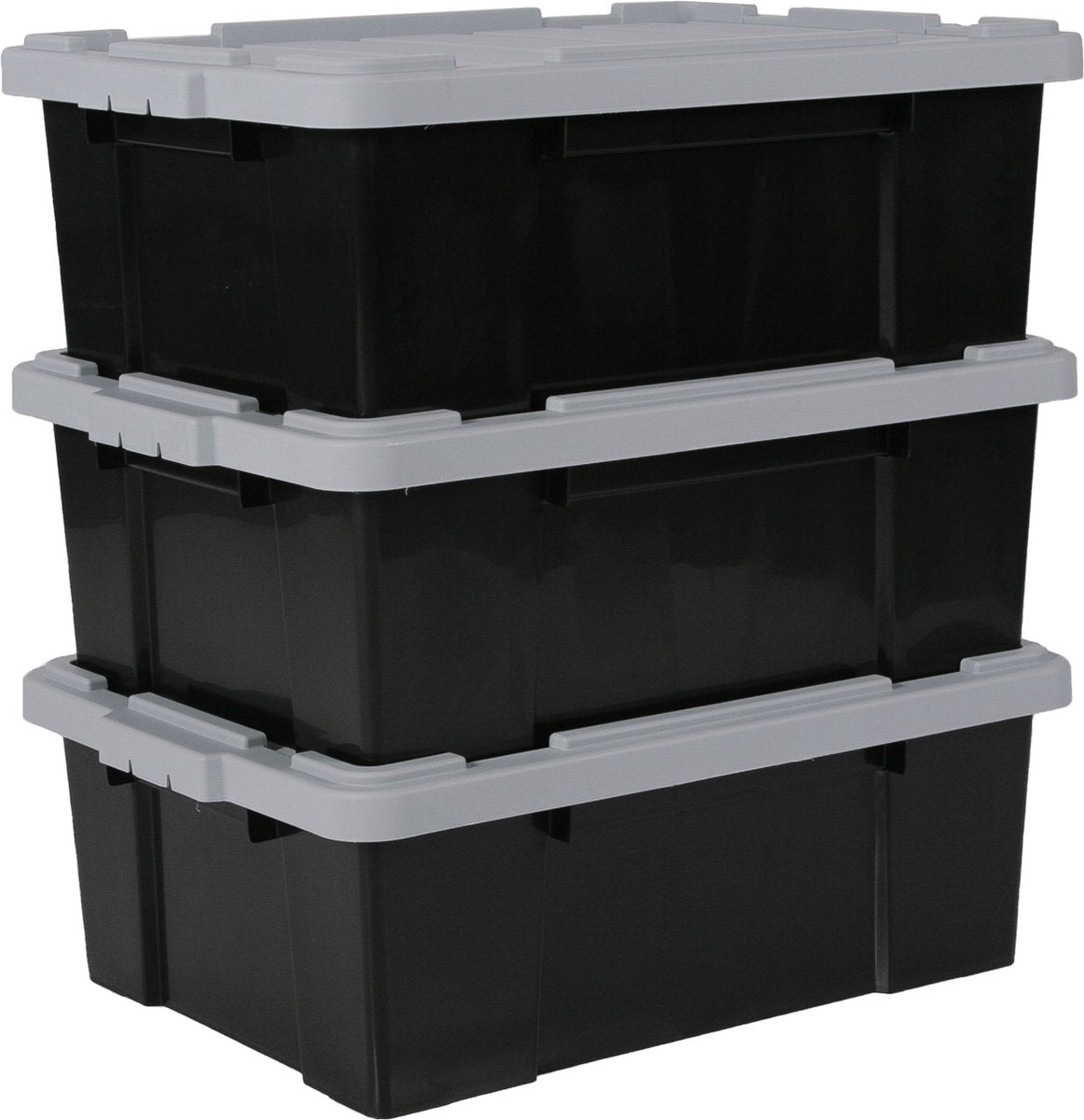 Iris powerbox opbergbox - 43l - kunststof - zwart grijs - set van 3