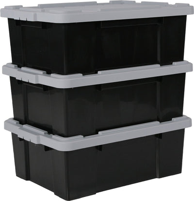 Iris powerbox opbergbox - 43l - kunststof - zwart grijs - set van 3