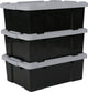 Iris powerbox opbergbox - 43l - kunststof - zwart grijs - set van 3