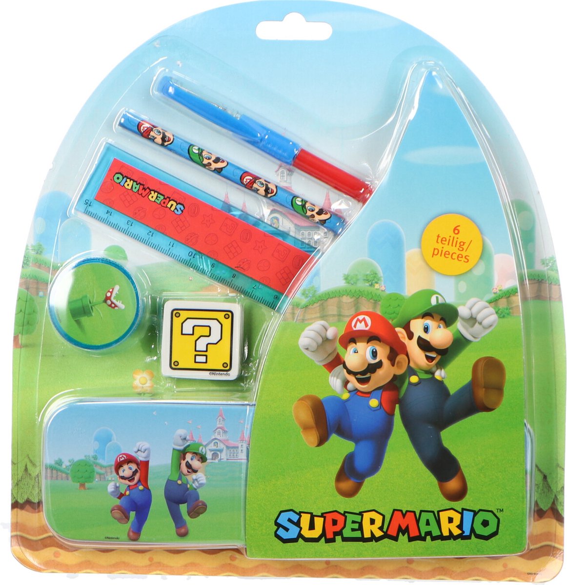 Undercover gmbh undercover super mario schoolset - 7-delig blik met schrijfwaren.