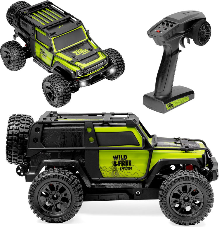 Overmax x-vast rc auto rc car – 1:10 crawler 4x4 – metalen aandrijfas – olie-schokdempers – led verlichting – 2 accu’s (tot 40 min) – 30 km u – traploze snelheidsregeling – offroad terrein model – ready to run - bestuurbare auto