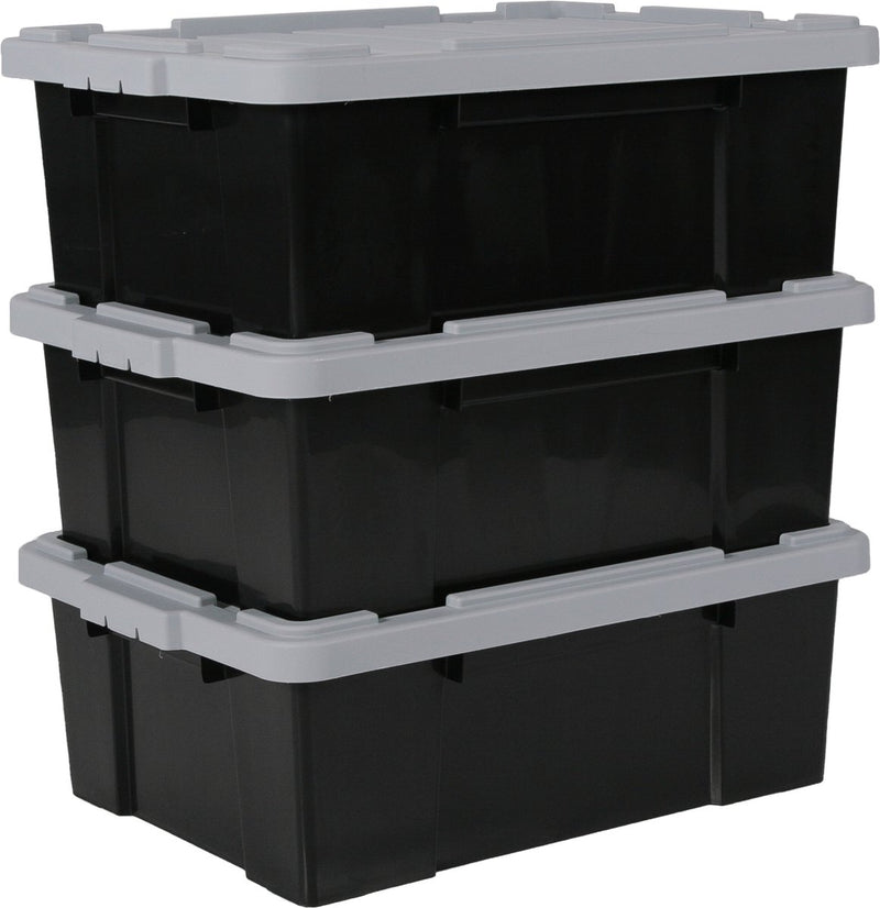 Iris powerbox opbergbox - 43l - kunststof - zwart grijs - set van 3