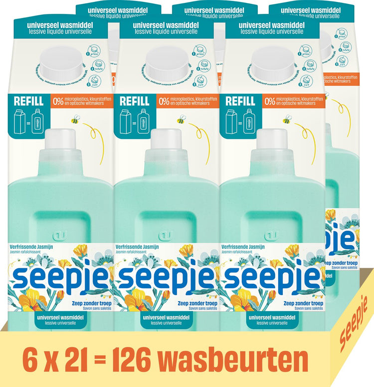 Seepje wasmiddel universeel navulling - 126 wasbeurten - 6 x 945ml - voordeelverpakking