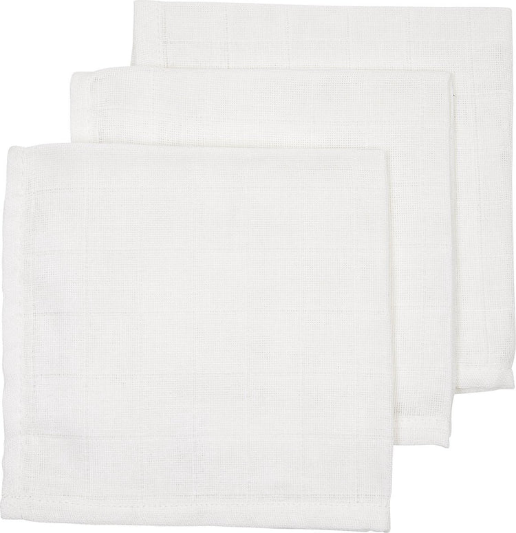 Meyco baby uni monddoekjes - 3-pack - hydrofiel - white - 30x30cm