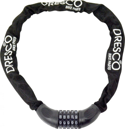 Dresco kettingcijferslot 90cm - rond 6mm - zwart