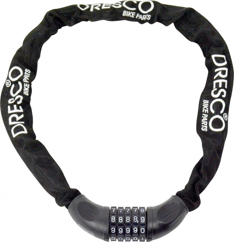 Dresco kettingcijferslot 90cm - rond 6mm - zwart