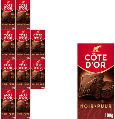 Côte d'or chocolade reep puur 10 x 180g - chocolade tabletten - cadeau vrouwen of mannen verjaardag - voorraad