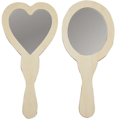 Creativ company versier je houten handspiegel, 2st. 25cm