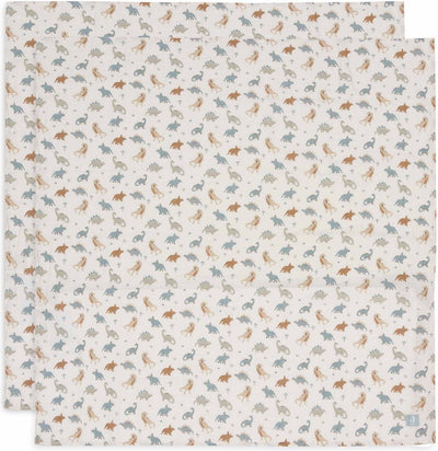 Jollein - hydrofiele doek large 115x115cm - inbakerdoek - zacht katoen - 2 stuks - roarsome