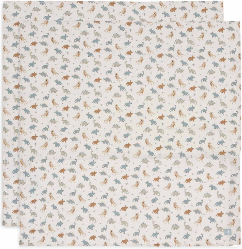 Jollein - hydrofiele doek large 115x115cm - inbakerdoek - zacht katoen - 2 stuks - roarsome