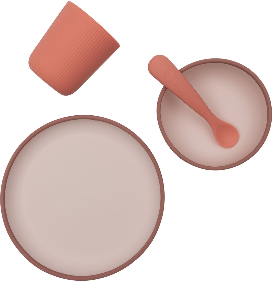 Jollein kinderserviesset siliconen - met bord, kom, beker - blush shades