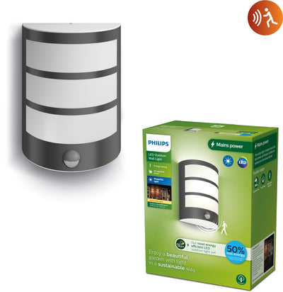 Philips led philips python wandlamp - ultra efficient - antraciet - met sensor - 3,8w