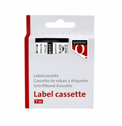 Quantore labeltape dymo 45013 12mmx7m zwart op wit